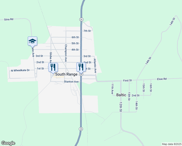 map of restaurants, bars, coffee shops, grocery stores, and more near 4-22 Trimountain Avenue in Atlantic Mine