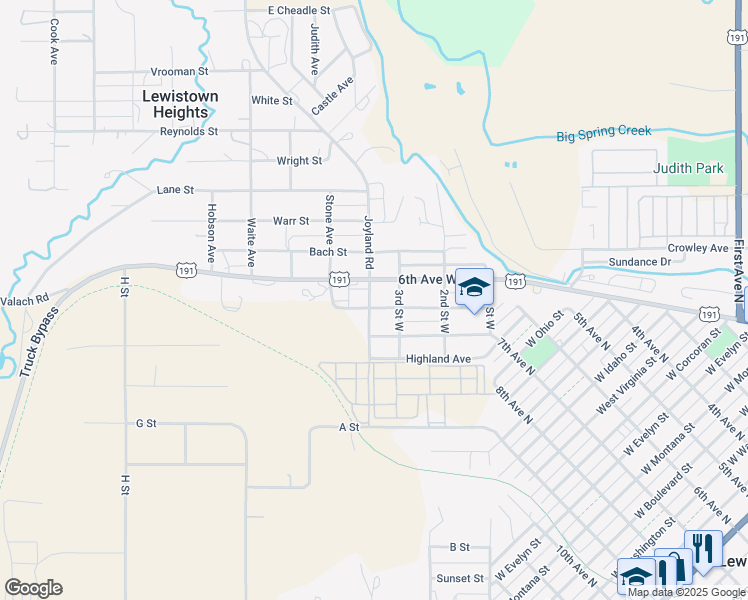 map of restaurants, bars, coffee shops, grocery stores, and more near 320 Hilger Avenue in Lewistown