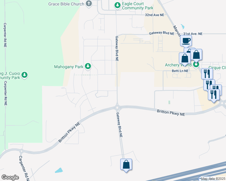 map of restaurants, bars, coffee shops, grocery stores, and more near 6955 Birdseye Avenue Northeast in Lacey