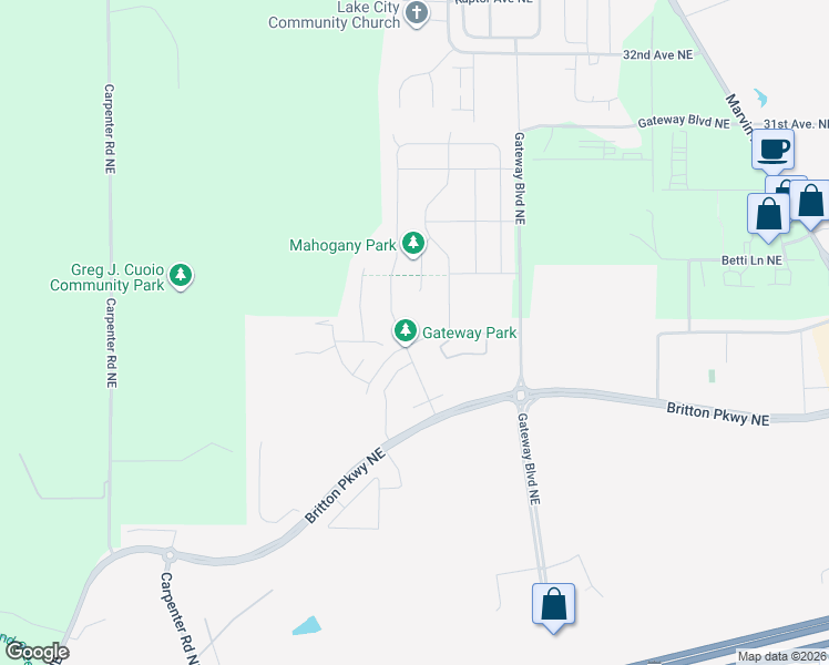 map of restaurants, bars, coffee shops, grocery stores, and more near 6808 Birdseye Avenue Northeast in Lacey