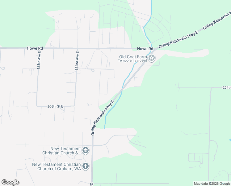 map of restaurants, bars, coffee shops, grocery stores, and more near 20393-20505 Orting Kapowsin Highway East in Graham