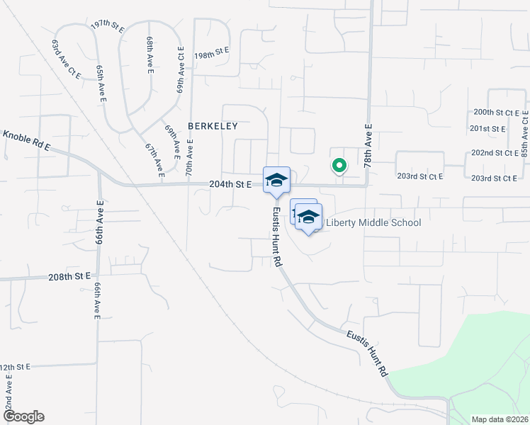 map of restaurants, bars, coffee shops, grocery stores, and more near 7320 Eustis Hunt Road in Spanaway