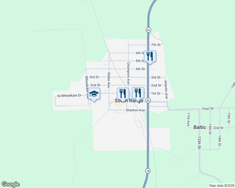 map of restaurants, bars, coffee shops, grocery stores, and more near 48 Trimountain Avenue in South Range