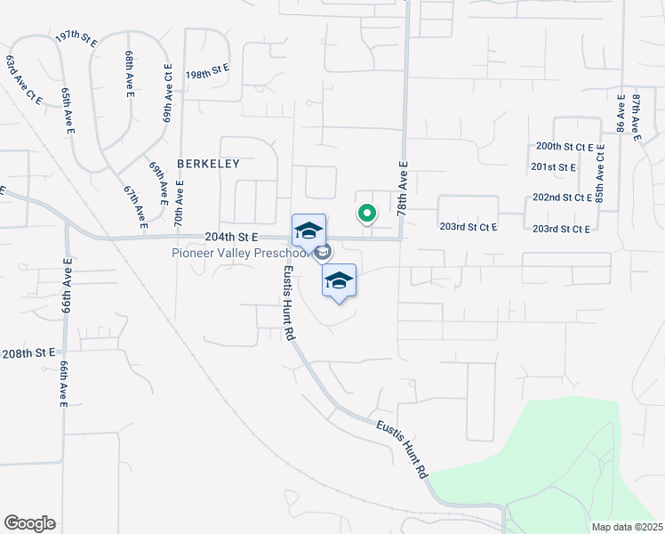 map of restaurants, bars, coffee shops, grocery stores, and more near 7315 Eustis Hunt Road in Spanaway