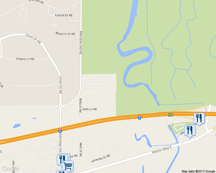 map of restaurants, bars, coffee shops, grocery stores, and more near 2837 Nisqually View Loop Northeast in Olympia