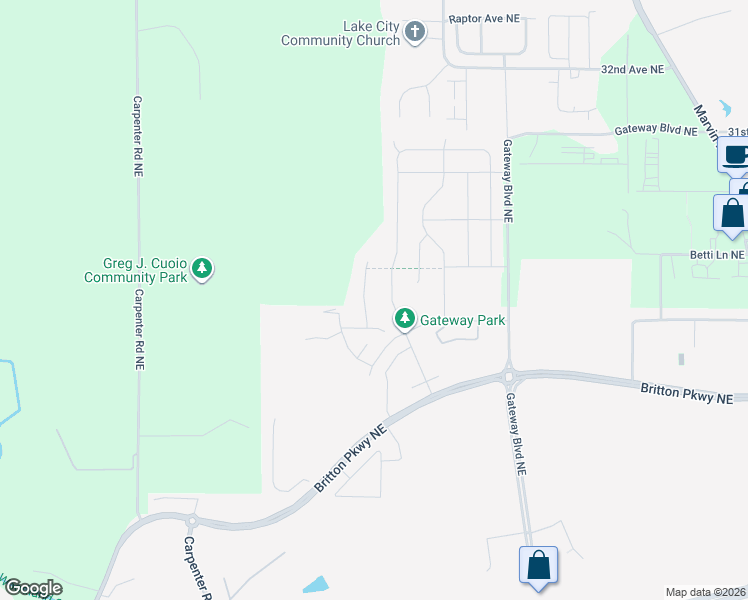 map of restaurants, bars, coffee shops, grocery stores, and more near 2809 Fiddleback Street Northeast in Lacey
