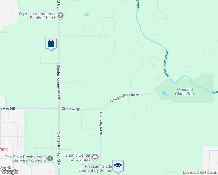 map of restaurants, bars, coffee shops, grocery stores, and more near 4440 Pleasant Glade Road Northeast in Olympia