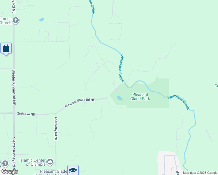 map of restaurants, bars, coffee shops, grocery stores, and more near 5004 Pleasant Glade Road Northeast in Olympia