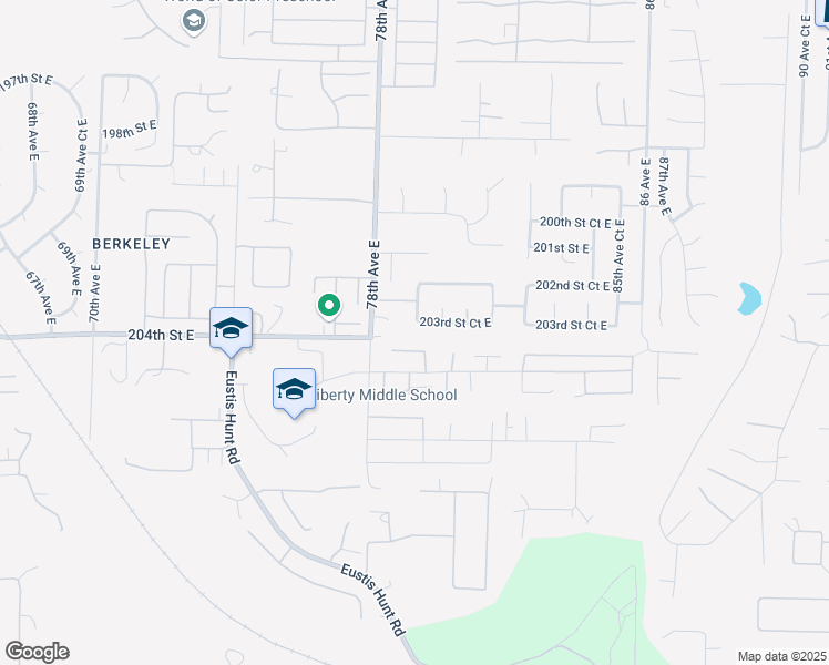 map of restaurants, bars, coffee shops, grocery stores, and more near 7910 203rd Street Court East in Spanaway