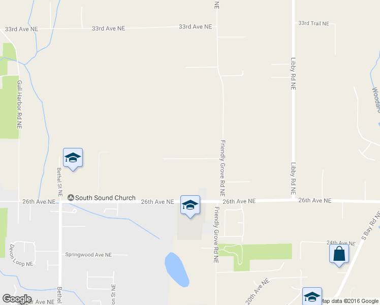 map of restaurants, bars, coffee shops, grocery stores, and more near 2725 Friendly Grove Road Northeast in Olympia