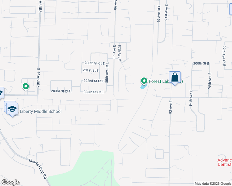 map of restaurants, bars, coffee shops, grocery stores, and more near 20323 86th Avenue Court East in Spanaway