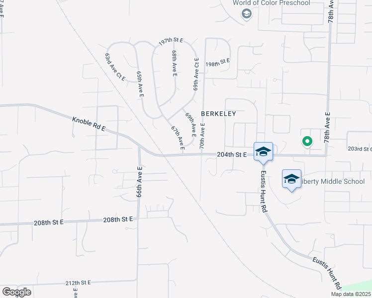 map of restaurants, bars, coffee shops, grocery stores, and more near 6808 203rd Street Court East in Spanaway