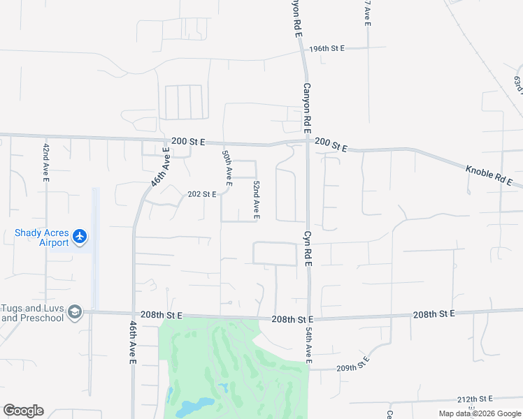 map of restaurants, bars, coffee shops, grocery stores, and more near 5121 203rd Street Court East in Spanaway