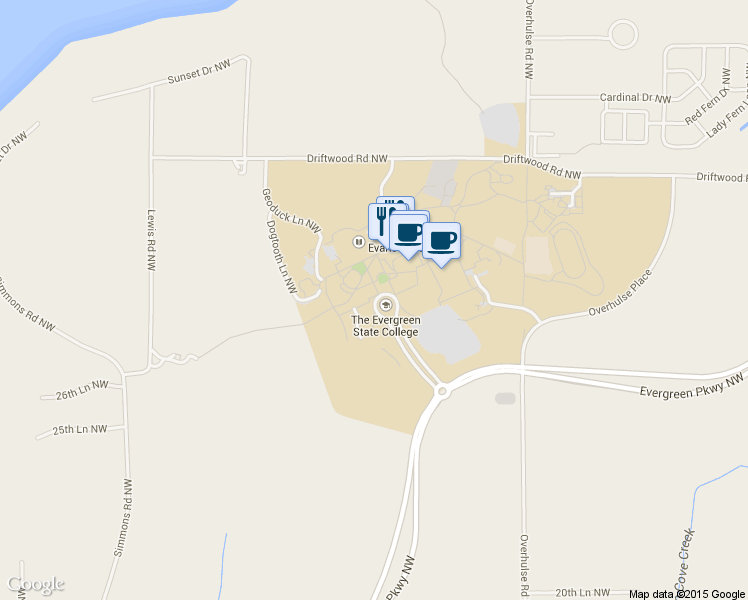 map of restaurants, bars, coffee shops, grocery stores, and more near in Thurston County