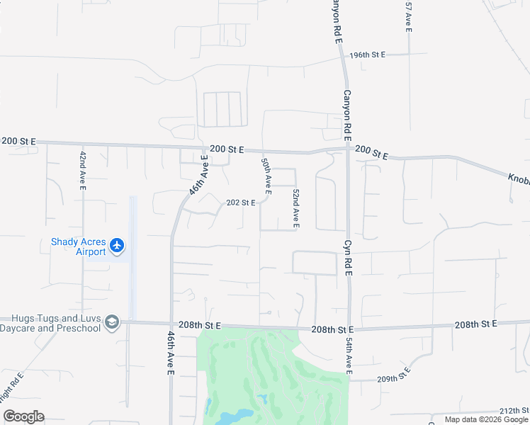 map of restaurants, bars, coffee shops, grocery stores, and more near 20318 51st Avenue East in Spanaway