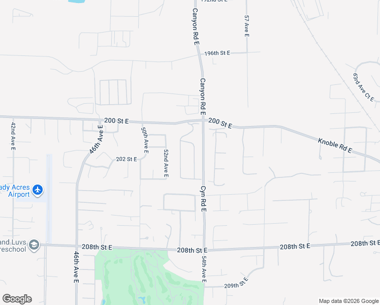 map of restaurants, bars, coffee shops, grocery stores, and more near 20125 53rd Avenue East in Spanaway