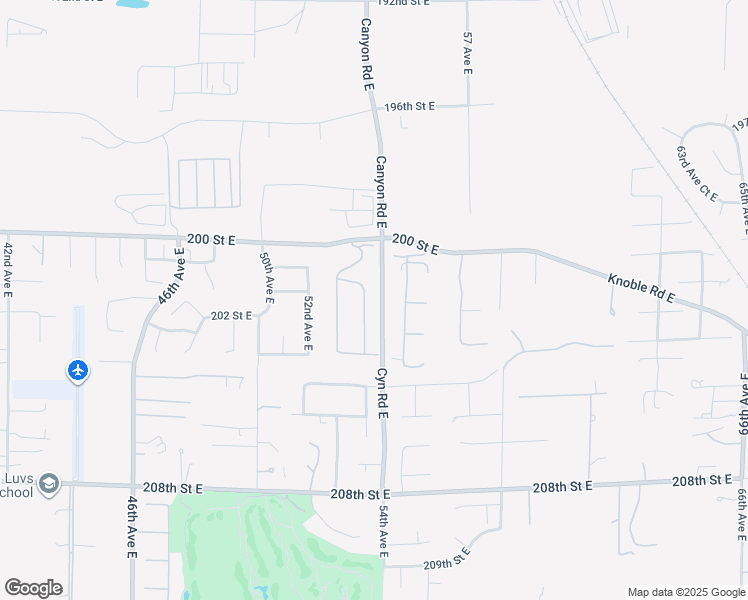 map of restaurants, bars, coffee shops, grocery stores, and more near 20117 53rd Avenue Court East in Spanaway