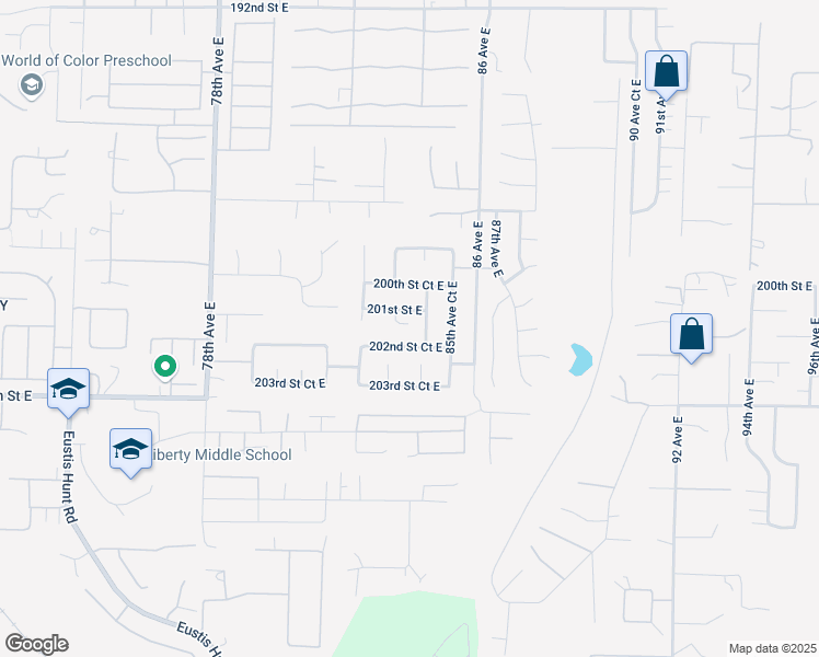 map of restaurants, bars, coffee shops, grocery stores, and more near 20109 84th Avenue East in Spanaway