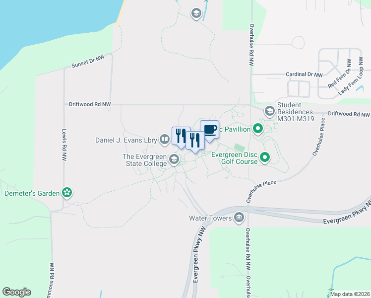 map of restaurants, bars, coffee shops, grocery stores, and more near 2741 McCann Plaza Drive Northwest in Olympia