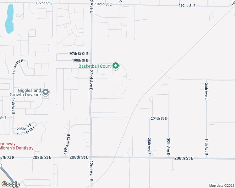 map of restaurants, bars, coffee shops, grocery stores, and more near 2510 201st Street Court East in Spanaway