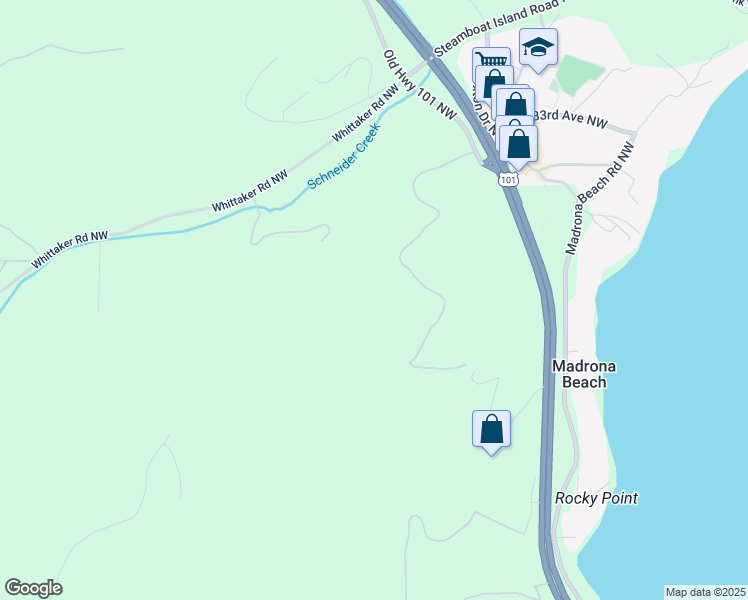 map of restaurants, bars, coffee shops, grocery stores, and more near 6701 Old Highway 101 NW in Olympia