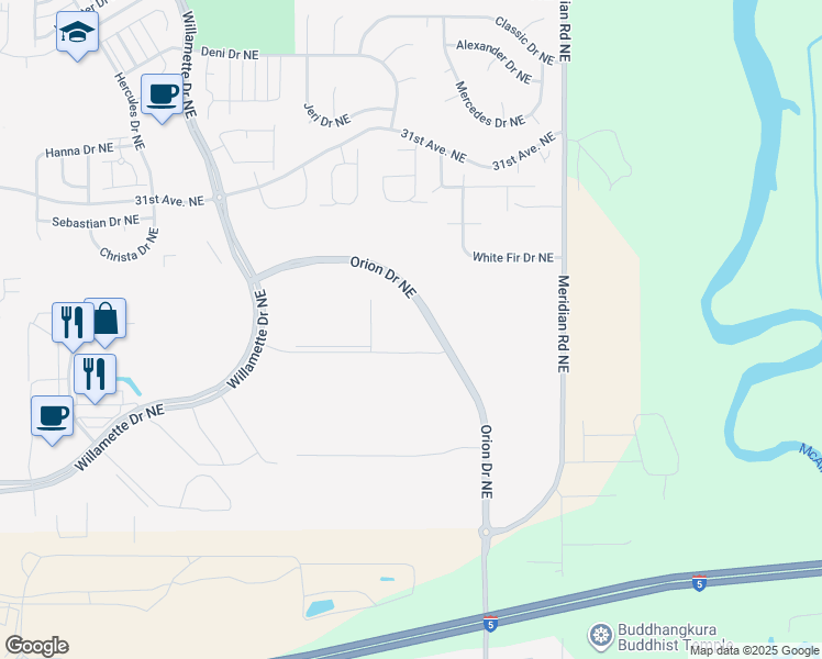 map of restaurants, bars, coffee shops, grocery stores, and more near 9161 Orion Drive Northeast in Lacey