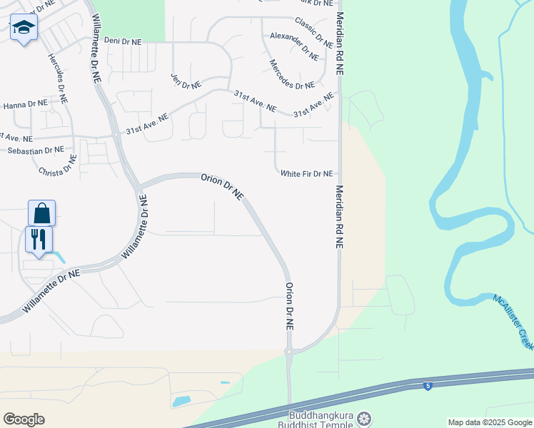 map of restaurants, bars, coffee shops, grocery stores, and more near 9190 Orion Drive Northeast in Lacey