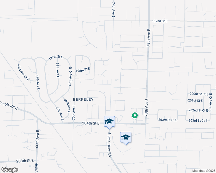 map of restaurants, bars, coffee shops, grocery stores, and more near 7326 199th Street Court East in Spanaway