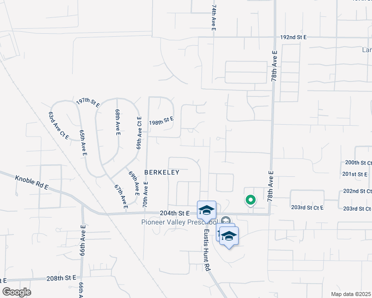map of restaurants, bars, coffee shops, grocery stores, and more near 7208 199th Street Court East in Spanaway
