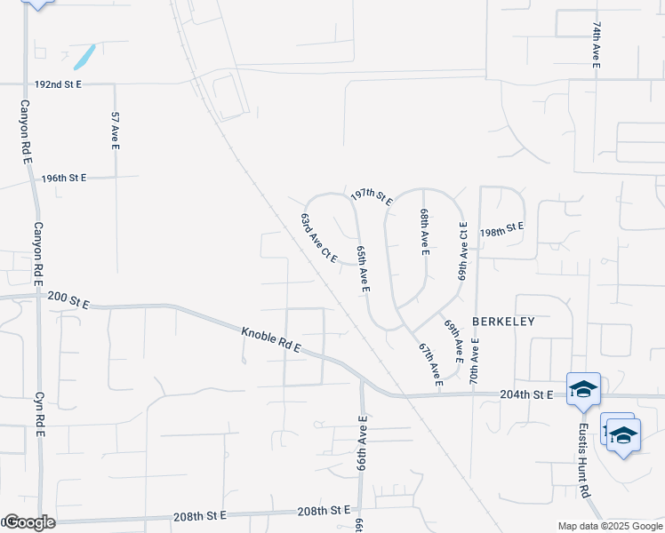 map of restaurants, bars, coffee shops, grocery stores, and more near 19823 63rd Avenue Court East in Spanaway