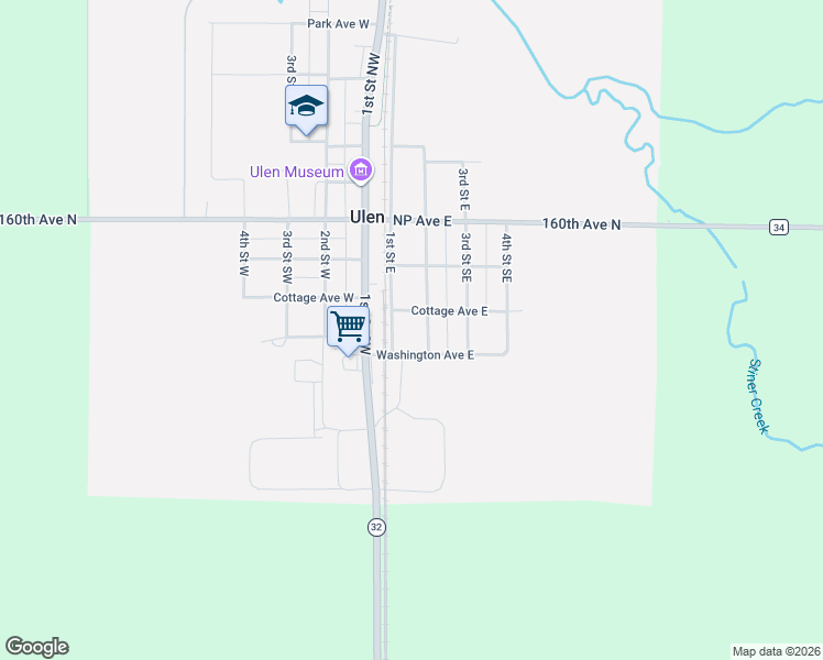 map of restaurants, bars, coffee shops, grocery stores, and more near 310 4th Street Southeast in Ulen