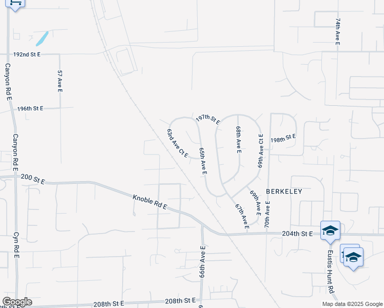 map of restaurants, bars, coffee shops, grocery stores, and more near 19823 63rd Avenue Court East in Spanaway