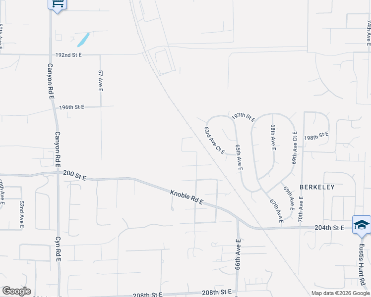 map of restaurants, bars, coffee shops, grocery stores, and more near 6203 199th Street East in Spanaway