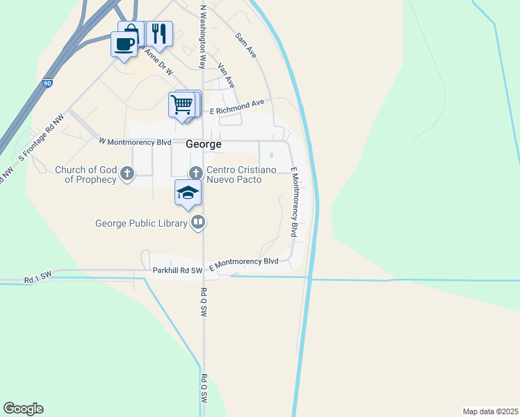 map of restaurants, bars, coffee shops, grocery stores, and more near in George