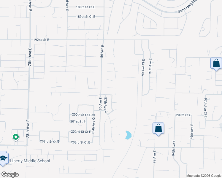 map of restaurants, bars, coffee shops, grocery stores, and more near 8623 197th Street Court East in Spanaway