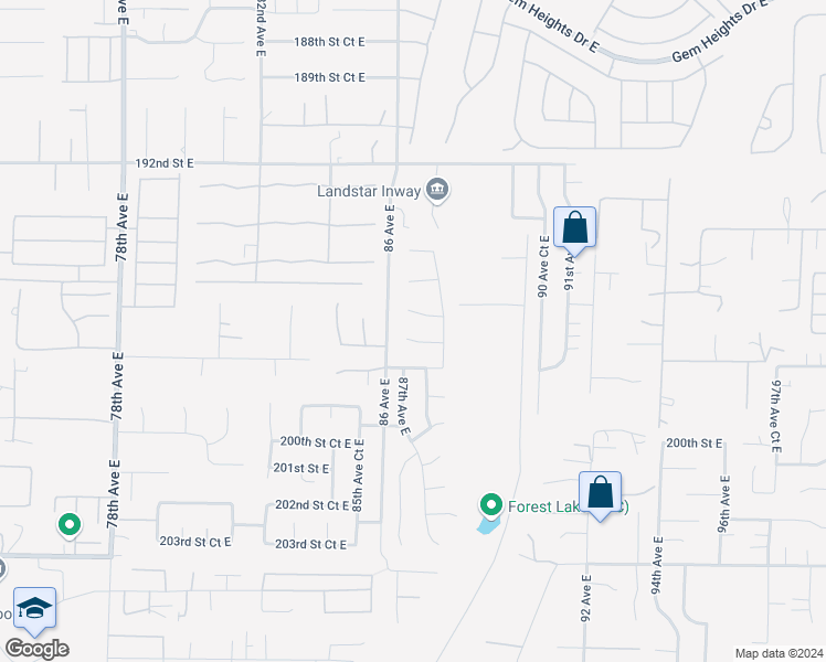 map of restaurants, bars, coffee shops, grocery stores, and more near 8623 197th Street Court East in Spanaway