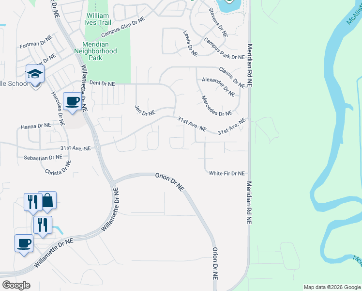 map of restaurants, bars, coffee shops, grocery stores, and more near 9185 31st Avenue Northeast in Lacey