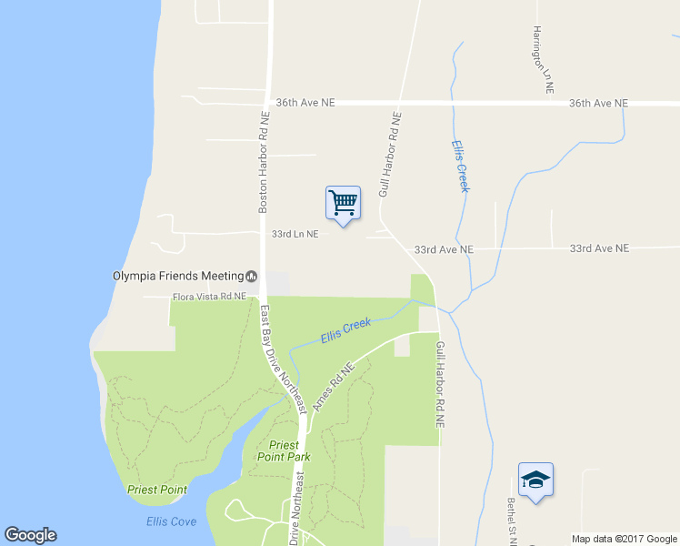 map of restaurants, bars, coffee shops, grocery stores, and more near 707 33rd Lane Northeast in Olympia