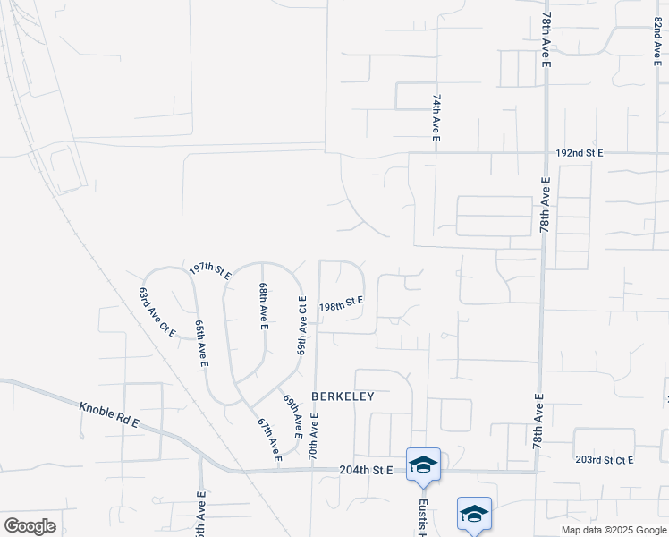 map of restaurants, bars, coffee shops, grocery stores, and more near 19606 70th Avenue Court East in Spanaway