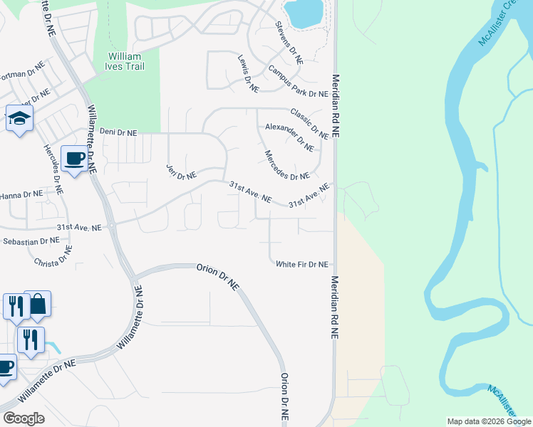 map of restaurants, bars, coffee shops, grocery stores, and more near 9312 Fairhill Drive Northeast in Lacey