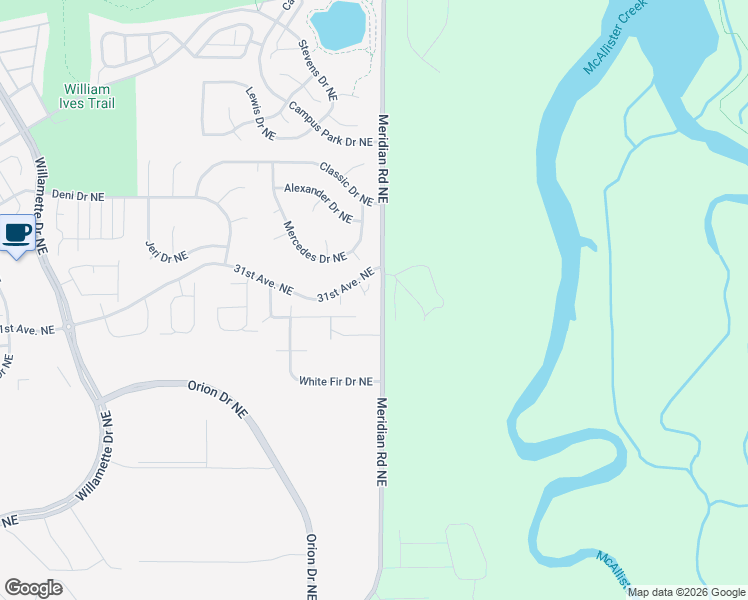 map of restaurants, bars, coffee shops, grocery stores, and more near 3030 31st Lane Northeast in Lacey