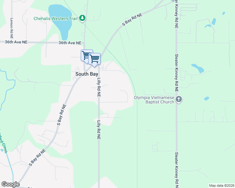 map of restaurants, bars, coffee shops, grocery stores, and more near 3318 Lilly Road Northeast in Olympia