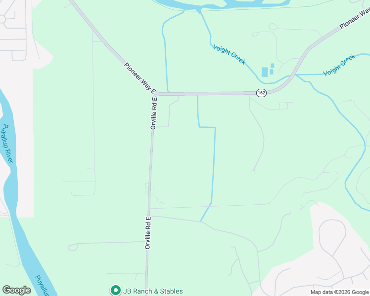 map of restaurants, bars, coffee shops, grocery stores, and more near 19405 Orville Road East in Orting
