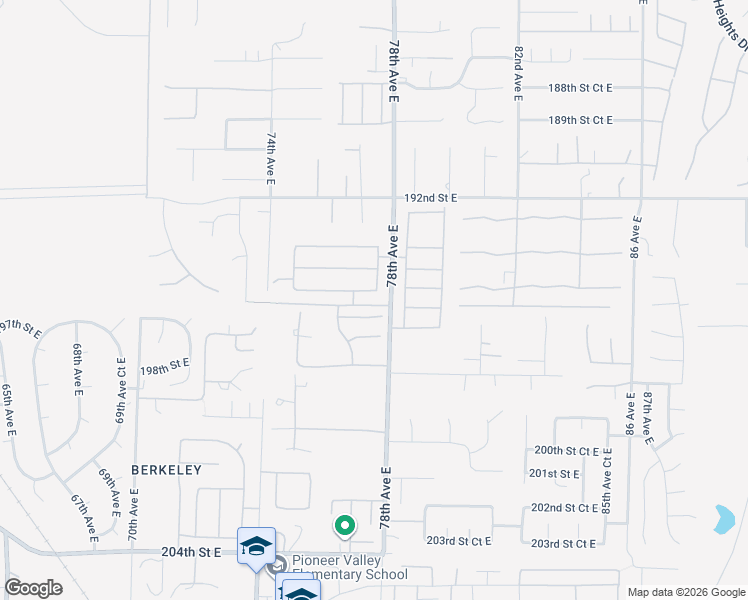 map of restaurants, bars, coffee shops, grocery stores, and more near 7710 195th Street Court East in Spanaway