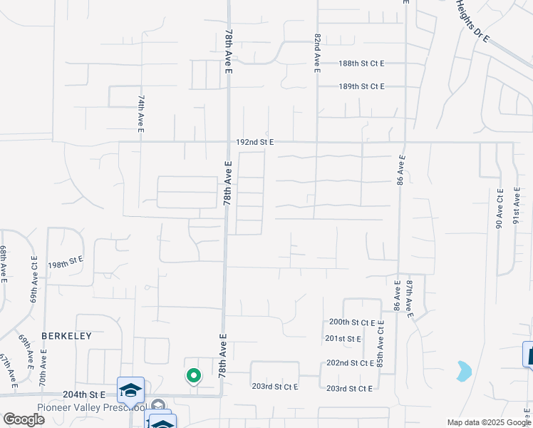 map of restaurants, bars, coffee shops, grocery stores, and more near 19515 79th Avenue Court East in Spanaway
