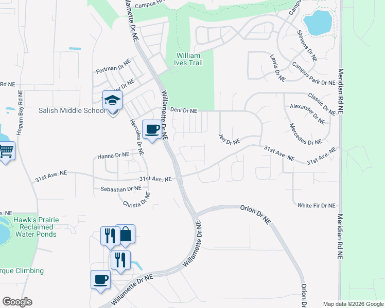 map of restaurants, bars, coffee shops, grocery stores, and more near in Lacey