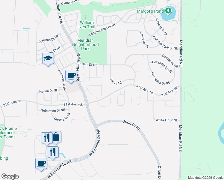 map of restaurants, bars, coffee shops, grocery stores, and more near 9000 31st Avenue Northeast in Lacey