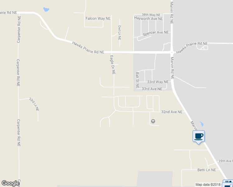 map of restaurants, bars, coffee shops, grocery stores, and more near 3386 Eagle Drive Northeast in Olympia