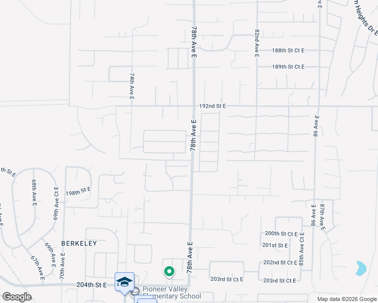 map of restaurants, bars, coffee shops, grocery stores, and more near 7710 195th Street Court East in Spanaway