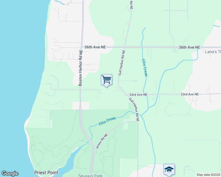 map of restaurants, bars, coffee shops, grocery stores, and more near 707 33rd Lane Northeast in Olympia